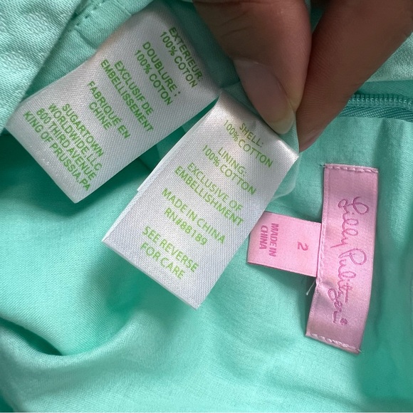 Lilly Pulitzer Mint Pastel Green Dress w/ Beaded Neckline size 2 Preppy Summer - Picture 7 of 12